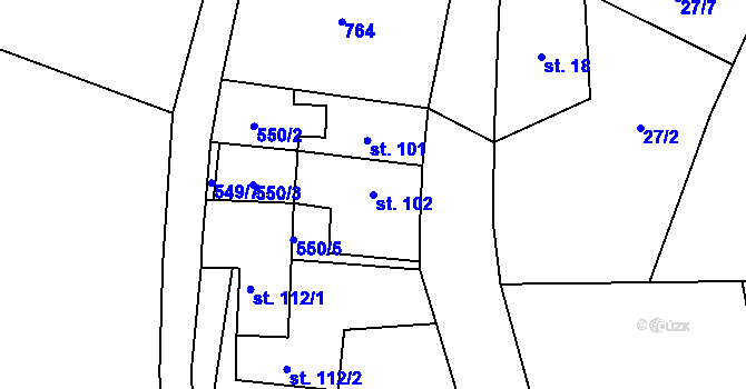 Parcela st. 102 v KÚ Malíč, Katastrální mapa
