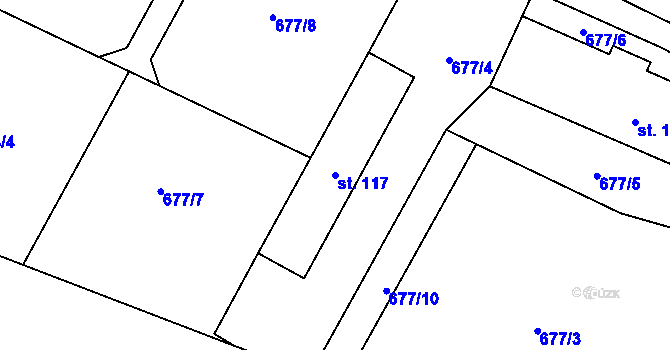 Parcela st. 117 v KÚ Malíč, Katastrální mapa