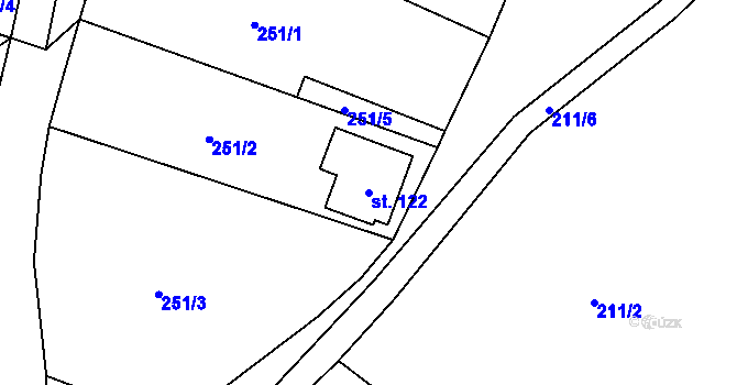 Parcela st. 122 v KÚ Malíč, Katastrální mapa