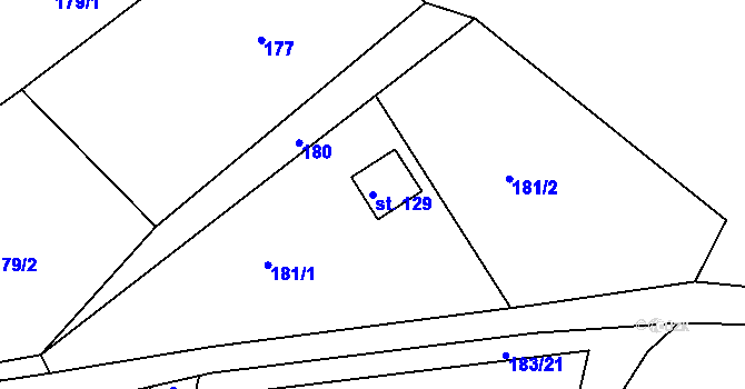 Parcela st. 129 v KÚ Malíč, Katastrální mapa
