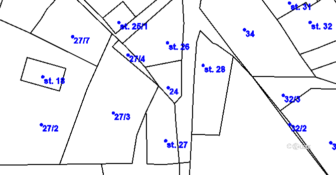 Parcela st. 24 v KÚ Malíč, Katastrální mapa