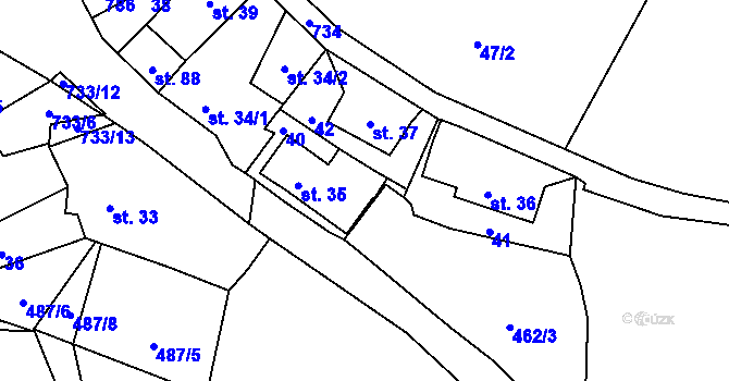 Parcela st. 40 v KÚ Malíč, Katastrální mapa