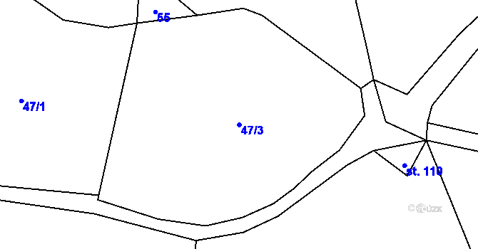 Parcela st. 47/3 v KÚ Malíč, Katastrální mapa