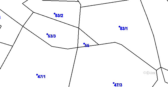 Parcela st. 55 v KÚ Malíč, Katastrální mapa