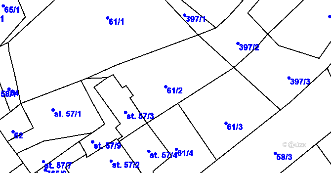 Parcela st. 61/2 v KÚ Malíč, Katastrální mapa