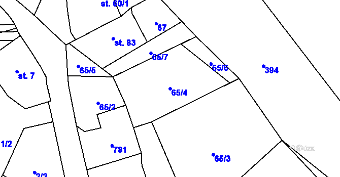 Parcela st. 65/4 v KÚ Malíč, Katastrální mapa