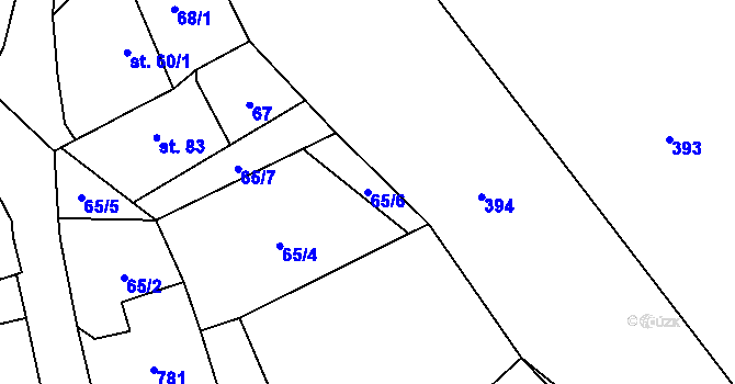 Parcela st. 65/6 v KÚ Malíč, Katastrální mapa