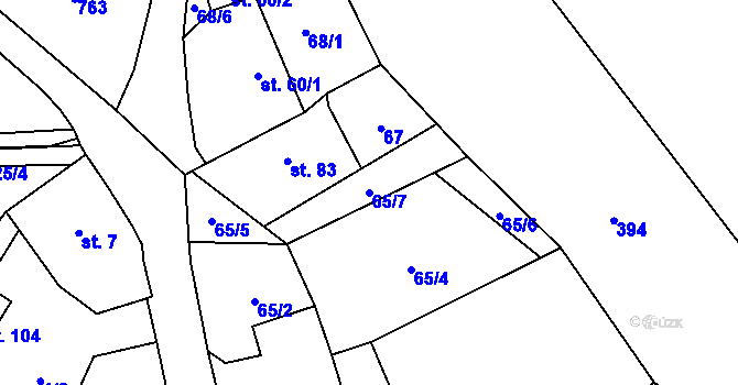 Parcela st. 65/7 v KÚ Malíč, Katastrální mapa