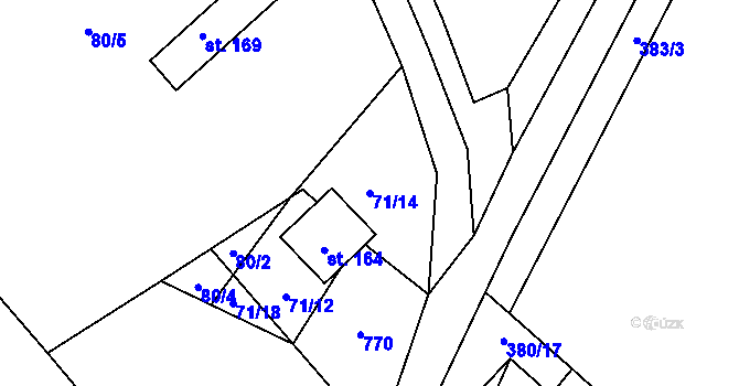 Parcela st. 71/14 v KÚ Malíč, Katastrální mapa