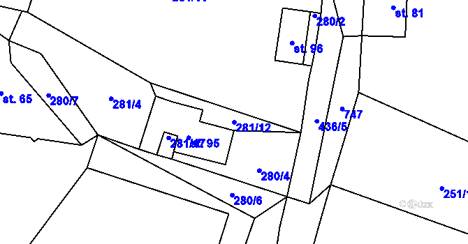 Parcela st. 281/12 v KÚ Malíč, Katastrální mapa