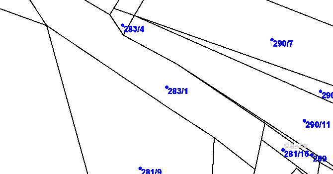 Parcela st. 283/1 v KÚ Malíč, Katastrální mapa