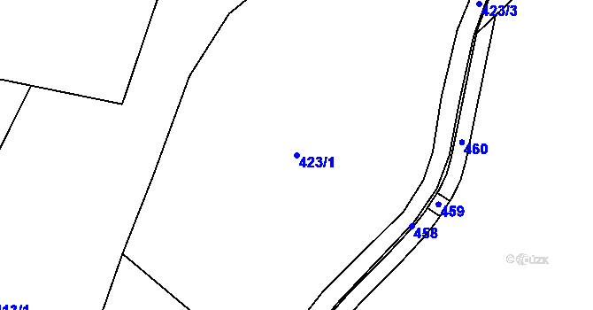 Parcela st. 423/1 v KÚ Malíč, Katastrální mapa