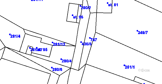Parcela st. 436/5 v KÚ Malíč, Katastrální mapa