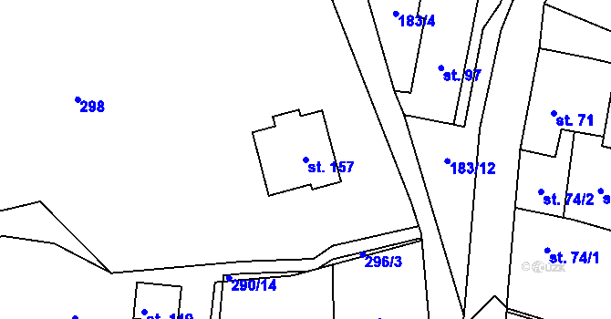 Parcela st. 157 v KÚ Malíč, Katastrální mapa
