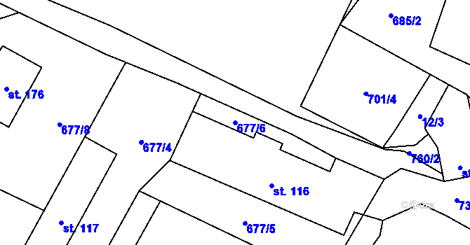 Parcela st. 677/6 v KÚ Malíč, Katastrální mapa