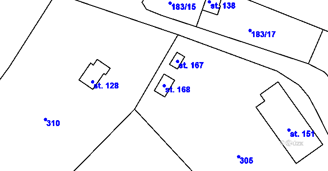 Parcela st. 168 v KÚ Malíč, Katastrální mapa