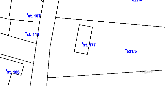 Parcela st. 177 v KÚ Malíč, Katastrální mapa