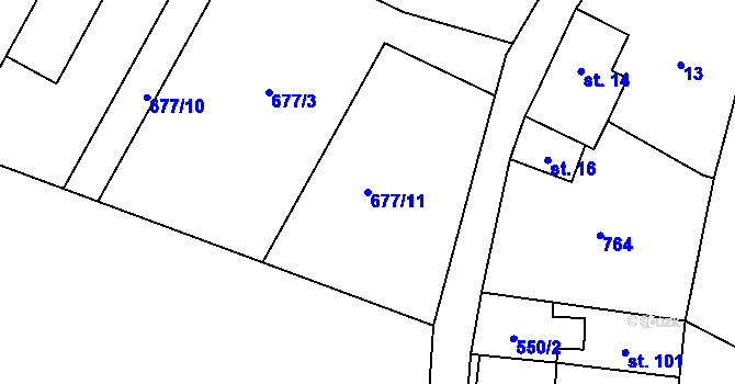 Parcela st. 677/11 v KÚ Malíč, Katastrální mapa