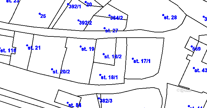 Parcela st. 18/2 v KÚ Michalovice u Velkých Žernosek, Katastrální mapa