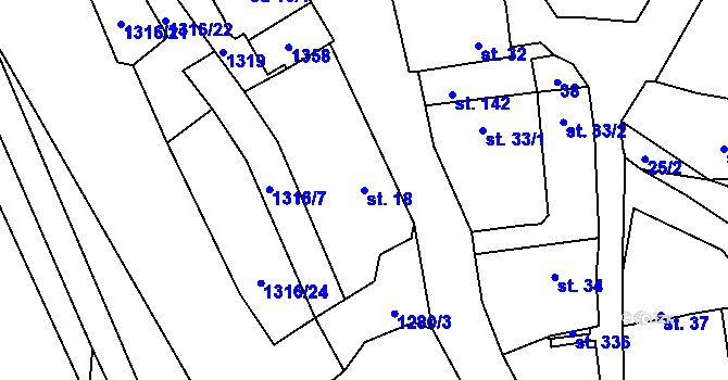 Parcela st. 18 v KÚ Velké Žernoseky, Katastrální mapa