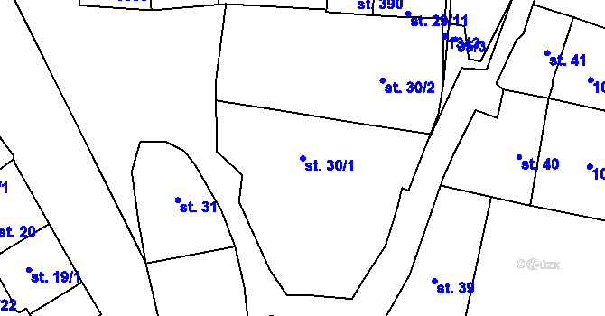 Parcela st. 30/1 v KÚ Velké Žernoseky, Katastrální mapa