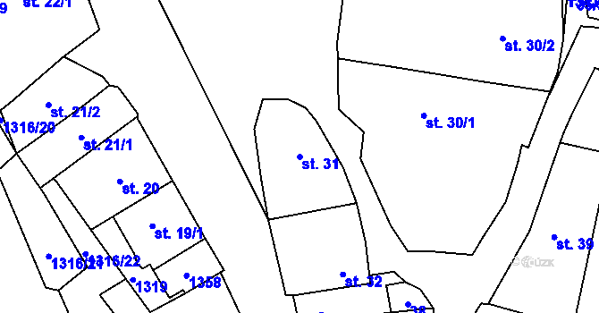 Parcela st. 31 v KÚ Velké Žernoseky, Katastrální mapa