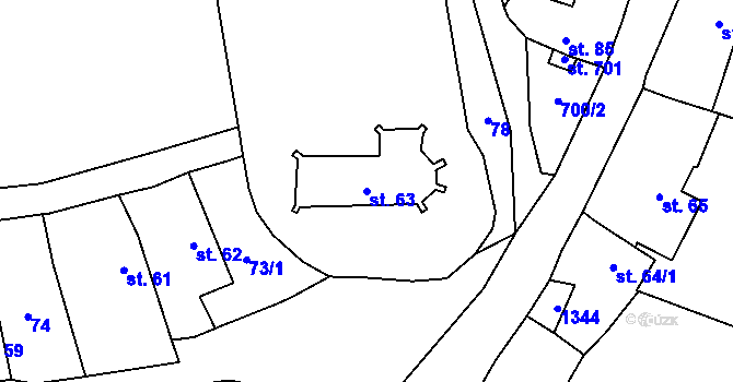 Parcela st. 63 v KÚ Velké Žernoseky, Katastrální mapa