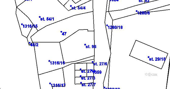 Parcela st. 96 v KÚ Velké Žernoseky, Katastrální mapa