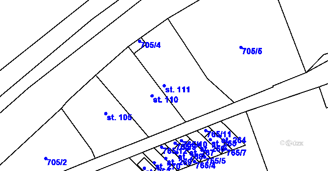Parcela st. 111 v KÚ Velké Žernoseky, Katastrální mapa