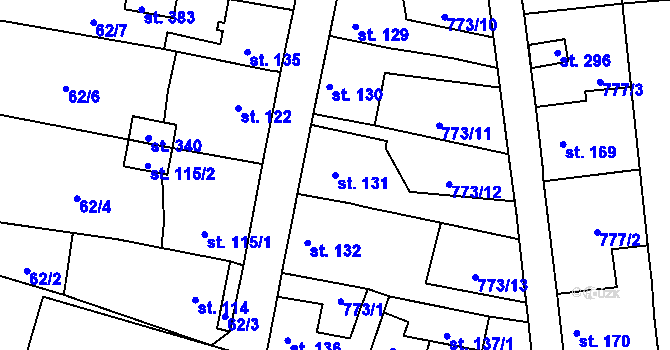 Parcela st. 131 v KÚ Velké Žernoseky, Katastrální mapa