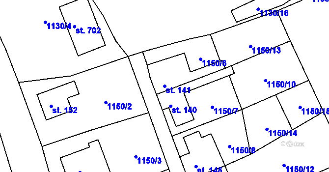 Parcela st. 141 v KÚ Velké Žernoseky, Katastrální mapa