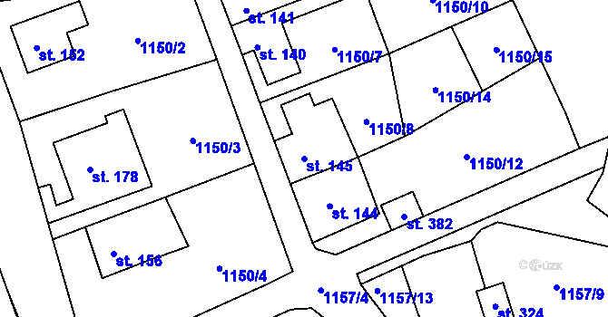Parcela st. 145 v KÚ Velké Žernoseky, Katastrální mapa