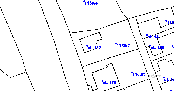 Parcela st. 152 v KÚ Velké Žernoseky, Katastrální mapa
