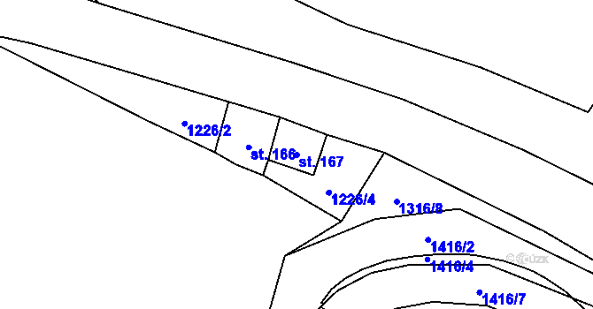 Parcela st. 167 v KÚ Velké Žernoseky, Katastrální mapa