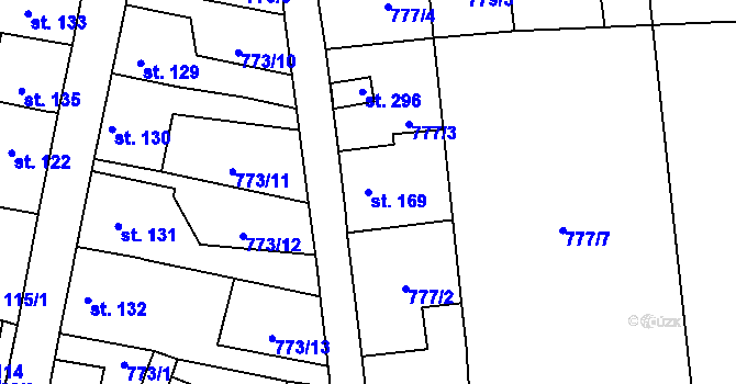 Parcela st. 169 v KÚ Velké Žernoseky, Katastrální mapa