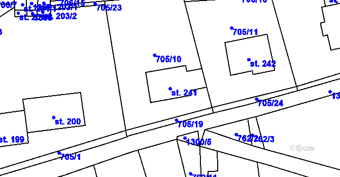 Parcela st. 241 v KÚ Velké Žernoseky, Katastrální mapa