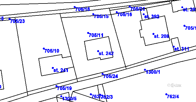 Parcela st. 242 v KÚ Velké Žernoseky, Katastrální mapa