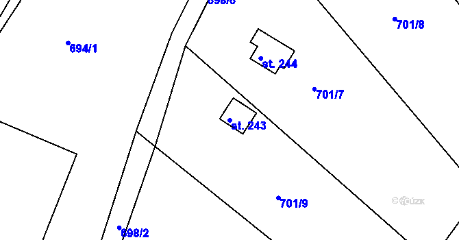 Parcela st. 243 v KÚ Velké Žernoseky, Katastrální mapa