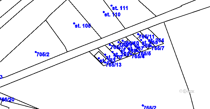 Parcela st. 270 v KÚ Velké Žernoseky, Katastrální mapa