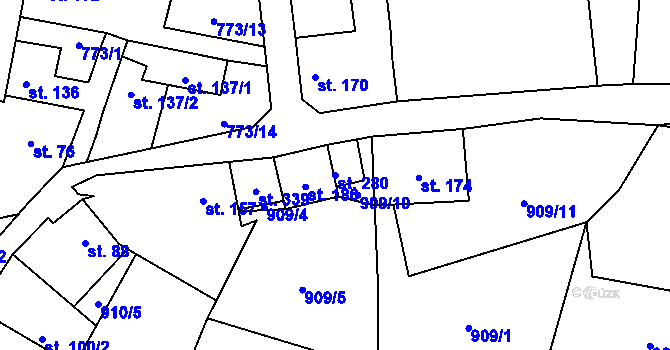 Parcela st. 280 v KÚ Velké Žernoseky, Katastrální mapa