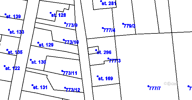 Parcela st. 296 v KÚ Velké Žernoseky, Katastrální mapa