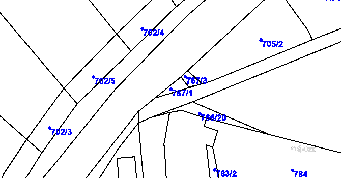 Parcela st. 767/1 v KÚ Velké Žernoseky, Katastrální mapa