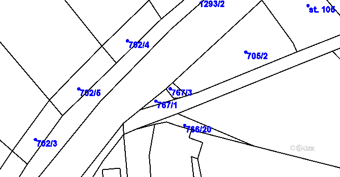 Parcela st. 767/3 v KÚ Velké Žernoseky, Katastrální mapa
