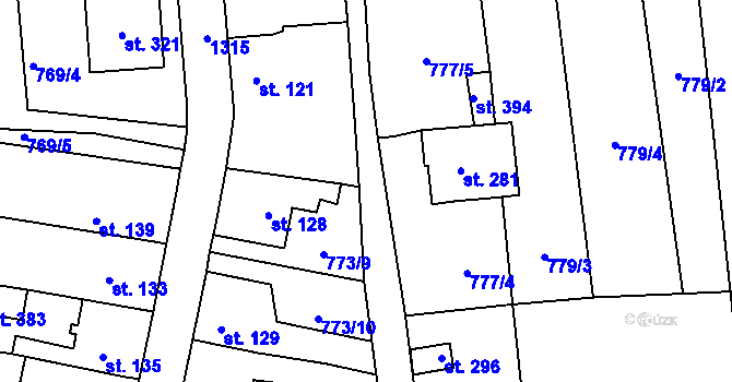 Parcela st. 773/3 v KÚ Velké Žernoseky, Katastrální mapa