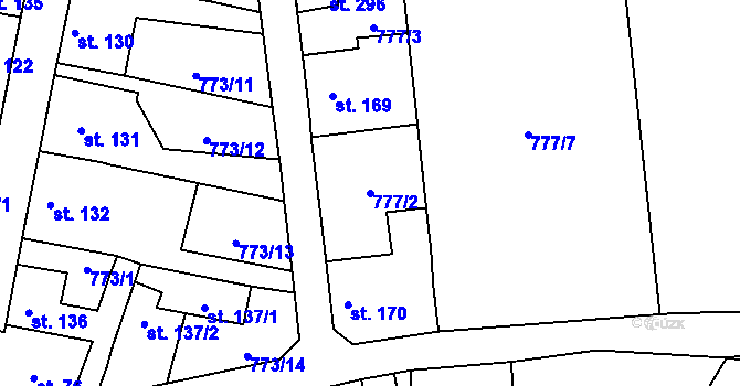 Parcela st. 777/2 v KÚ Velké Žernoseky, Katastrální mapa