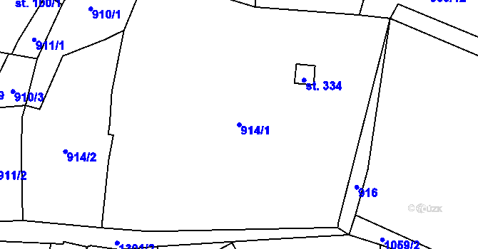 Parcela st. 914/1 v KÚ Velké Žernoseky, Katastrální mapa