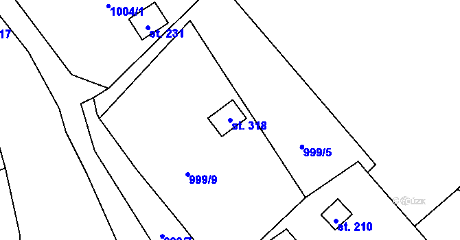 Parcela st. 318 v KÚ Velké Žernoseky, Katastrální mapa