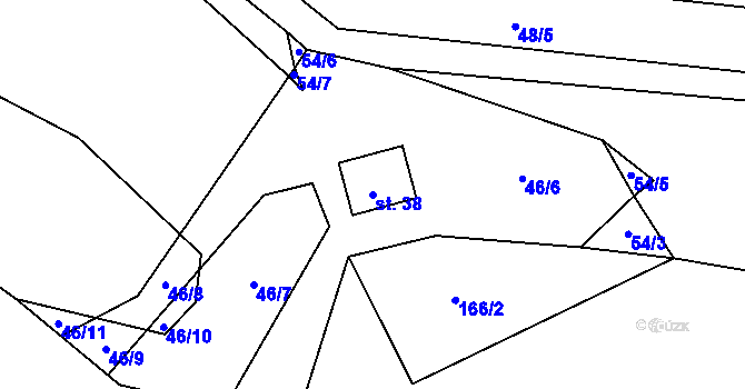 Parcela st. 38 v KÚ Bradlo, Katastrální mapa