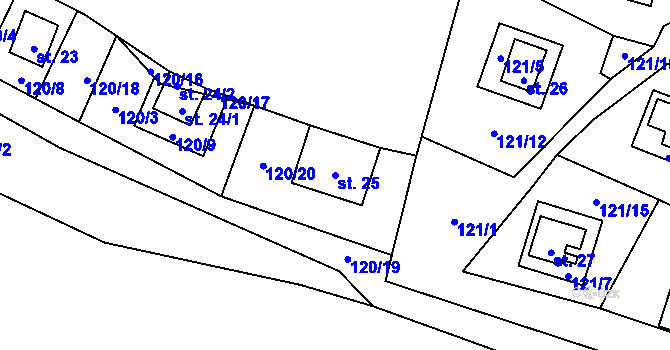 Parcela st. 25 v KÚ Jeclov, Katastrální mapa