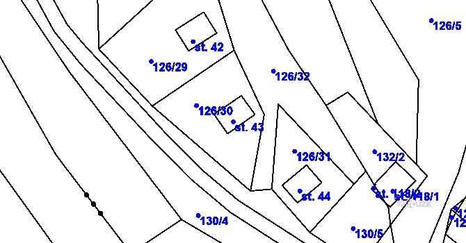 Parcela st. 43 v KÚ Jeclov, Katastrální mapa